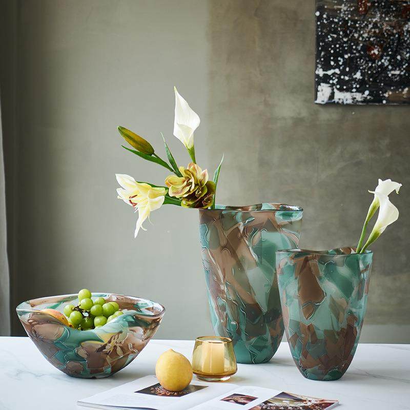 复古风彩色渐变花纹敞口花盆创意居家果盘台面样板房装饰玻璃花瓶,自行车/骑行装备/零配件,更多零件/配件,淘宝优惠券,粉丝福利购,淘宝优惠卷