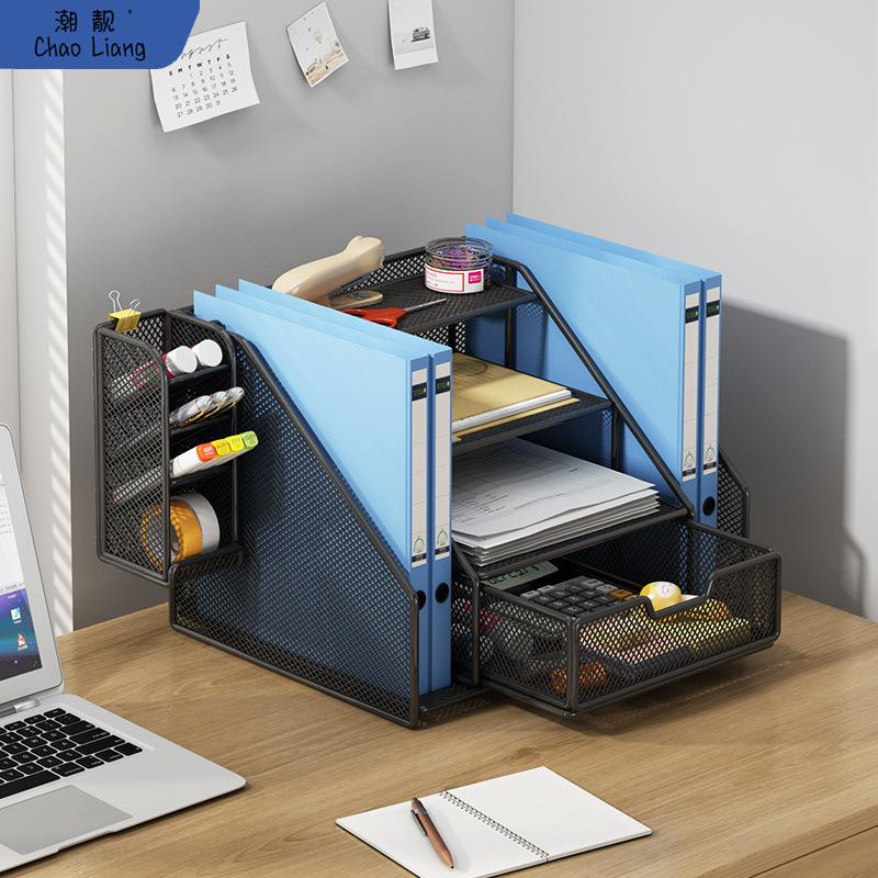 金属文件框文件架办公室多层档案收纳盒书架立式办公桌桌面文包邮