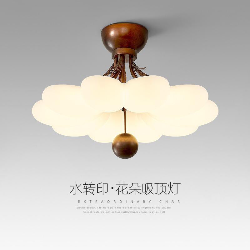 花朵吸顶灯护眼卧室灯中古风设计师创意新款儿童房灯个性艺术灯具