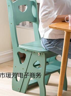 实木梯子多功高能叠折梯椅凳两用椅子子室内登楼梯四步人字梯8zJT