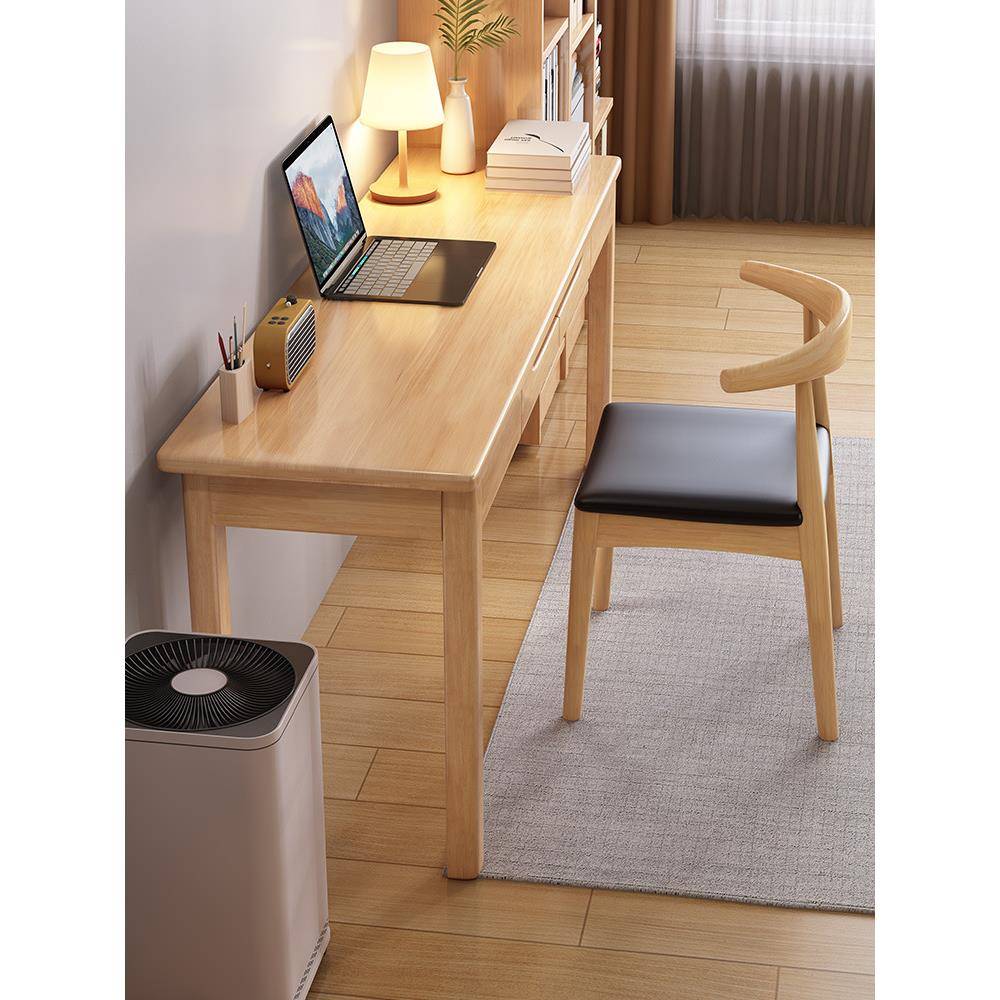 实木窄书桌家4045宽办公电脑现代桌卧室小户型用学生/HS中式直学