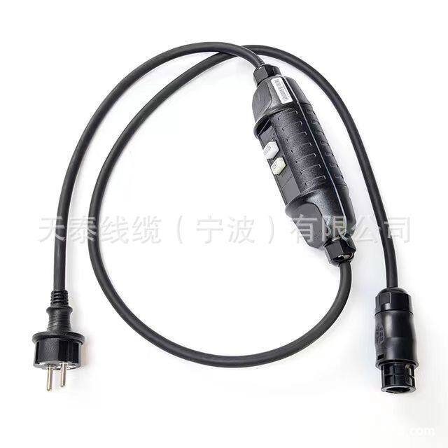 交流电源线H07RN-F橡胶套带BC1连接器和16A插头漏电保护器延长线