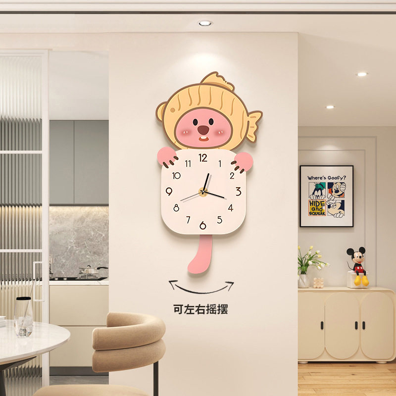 可爱露比挂钟客厅2025新款餐厅装饰钟表卡通创意静音
