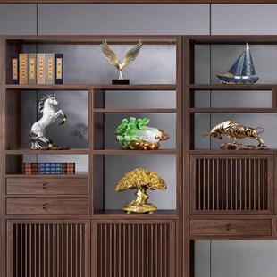 新中摆式老10043834板办公室大气装件商轻奢书柜饰品务工艺品