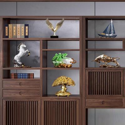 新中摆式老10043834板办公室大气装件商轻奢书柜饰品务工艺品