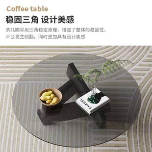 璃茶几家用小户型实木圆形茶BGP客厅几现简代创意组合约时玻尚茶