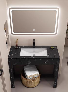 酒店免打防水大孔理石厕所落地组式洗手脸盆784卫立生间柱洗漱台