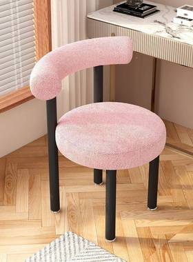 布人艺梳妆椅美风甲椅带靠背休闲可EYO懒奶油爱简约小椅子