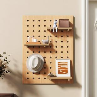 洞洞板实墙上置物架木质墙壁木挂挂墙标品书架隔板收纳架板墙面架