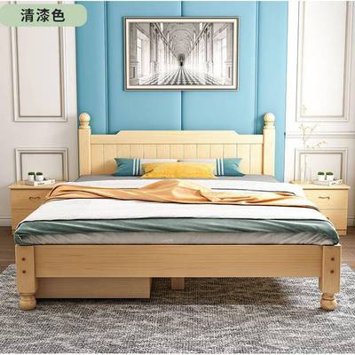 实木床现代简约1经.8米双床白色XSU1.5米单人床1济人型家米用简易