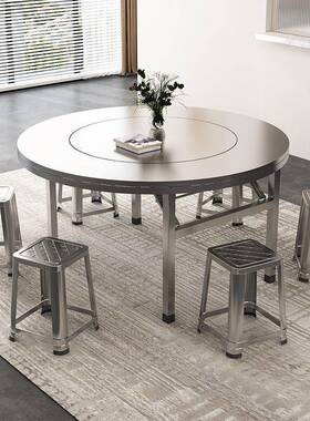 30桌4VVD不叠锈钢折桌餐吃饭桌圆子圆台桌免安装桌子摆摊桌家用桌