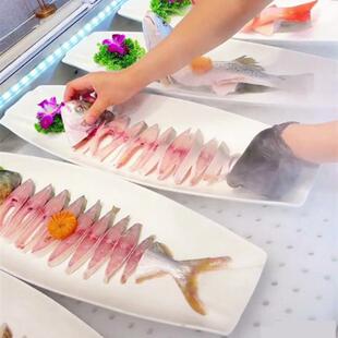 酒条店明档大号长鱼盘CQY鱼盘翘鲥嘴鱼盘商用店陶瓷餐饭厅具椭超