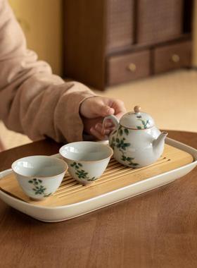 制长形81640干泡盘储水竹陶瓷茶盘用小型茶台中式酒店茶托盘茶家