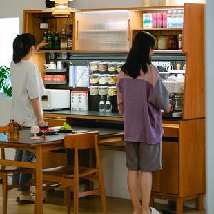 良仓餐WHE厅边柜插桌实木餐日桌一体物靠墙酒柜现代简约式 客储柜