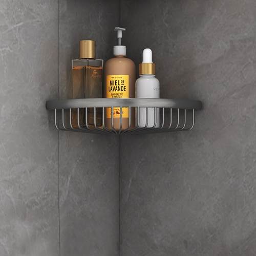 转酒店工程浴室角架淋浴房壁挂式卫间置物架全收HHG纳角架铜生三