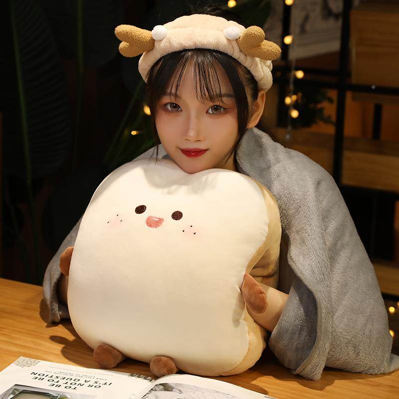 女生睡觉抱被枕插手子睡二合一车用HYteqrxt子两用午睡毯枕趴睡枕