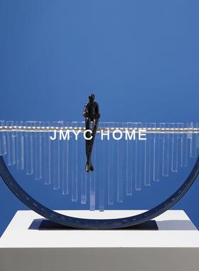 现代轻奢样板BTY饰玄关办人物亚克力摆件公室别墅客厅家间居软装