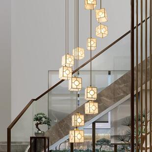 新中公式 别墅l灯399客oft寓厅跃层轻奢中空旋转长 全铜楼梯灯复式