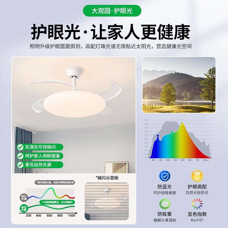 风扇灯油餐奶厅吊灯新款现代简约家用体风静606音一餐桌卧室灯具2