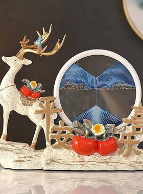 沙漏流沙装画客事厅高档平安喜乐摆件事如意柿玄子关酒柜电视璟邈