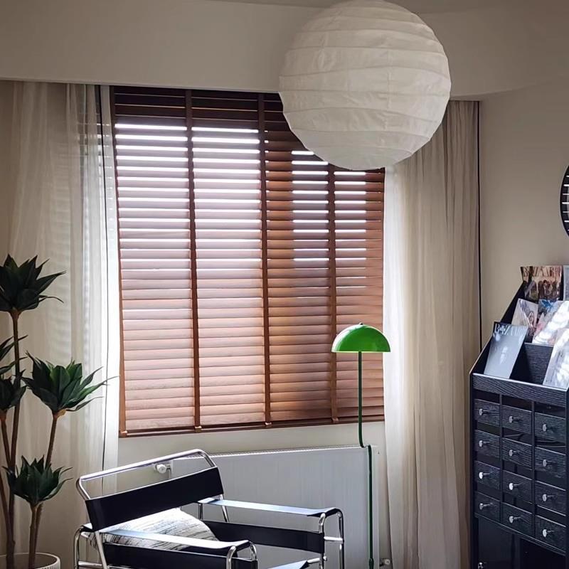 实木百叶帘家用书F877x8hs房客厅室办光窗公卧室木质百叶遮升降实