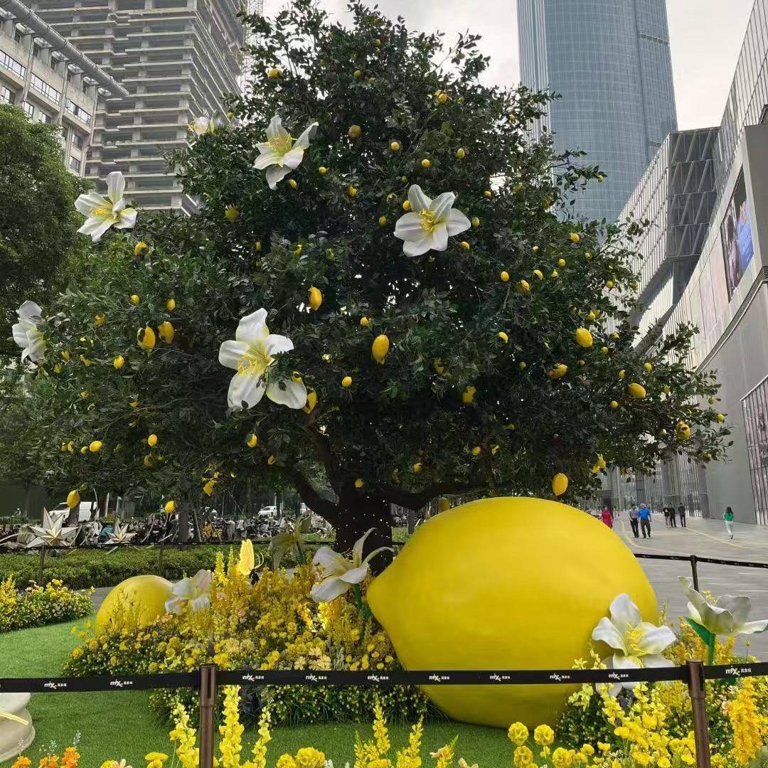 大型仿真柠檬树盆栽假橘子树室内造景装饰仿真桔子树绿植落地摆件