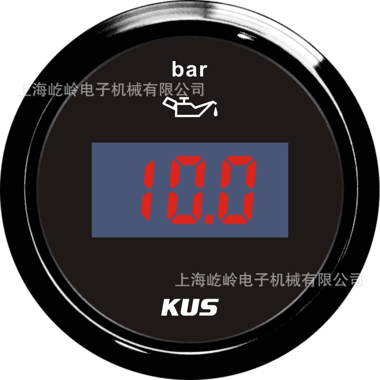 KUS 52mm数显油压表0-10bar 带背光灯 12V/24V 改装车船通用仪表