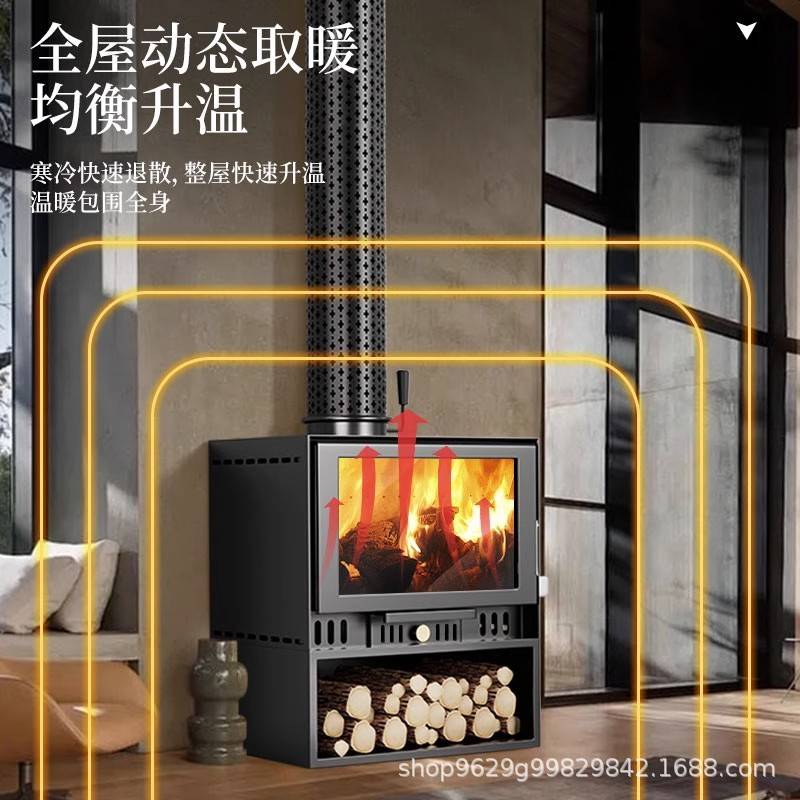 丰强鸿燃木真火壁炉冬天取暖木柴室内别墅客厅欧式取暖炉柴火民宿