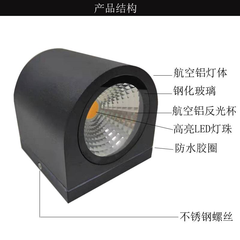 cob单双头led墙壁灯酒店过道灯小区车库外墙打光柱灯廊架灯户外