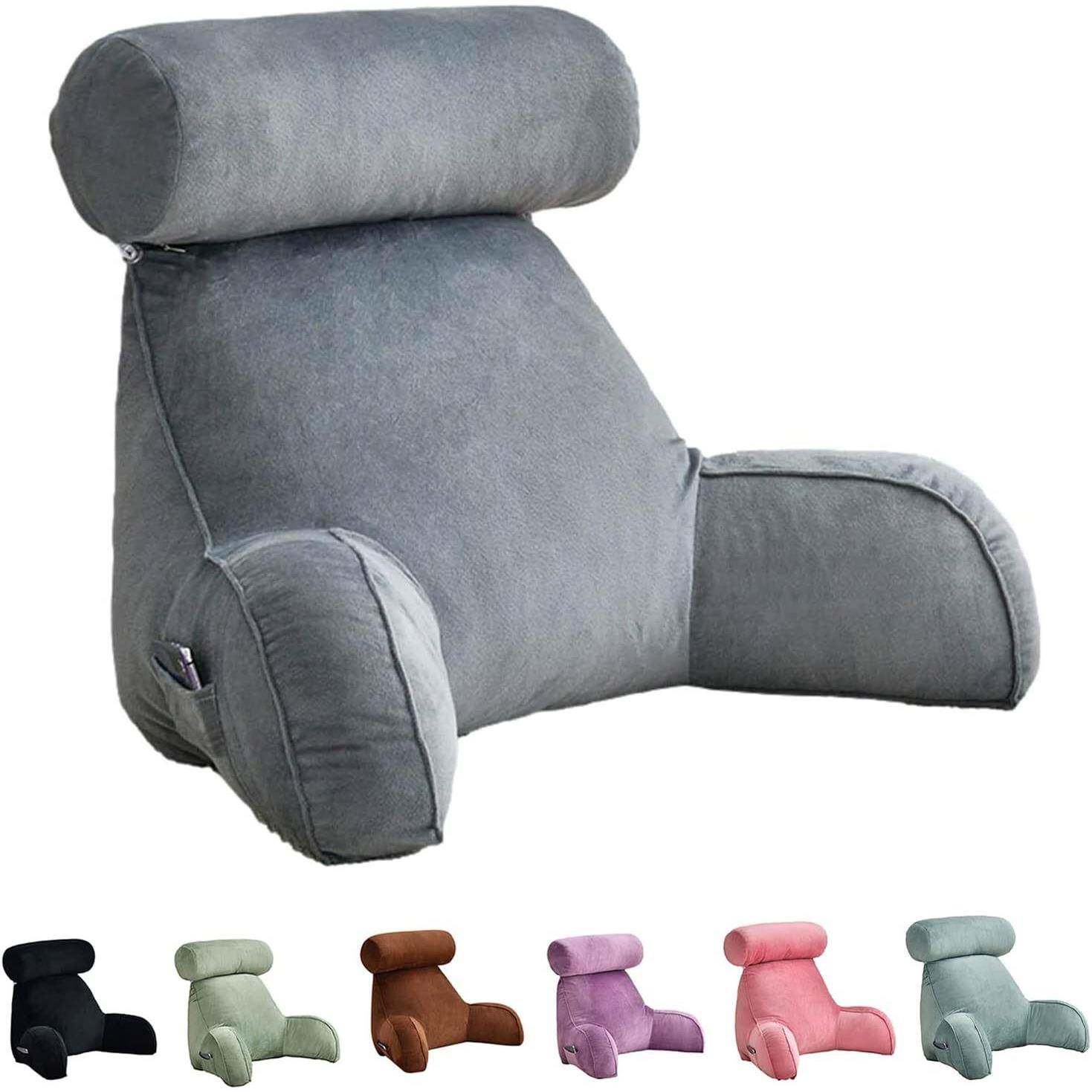 水晶绒带圆枕沙发靠背客厅办公室床上腰靠垫可拆洗带扶手加高抱枕