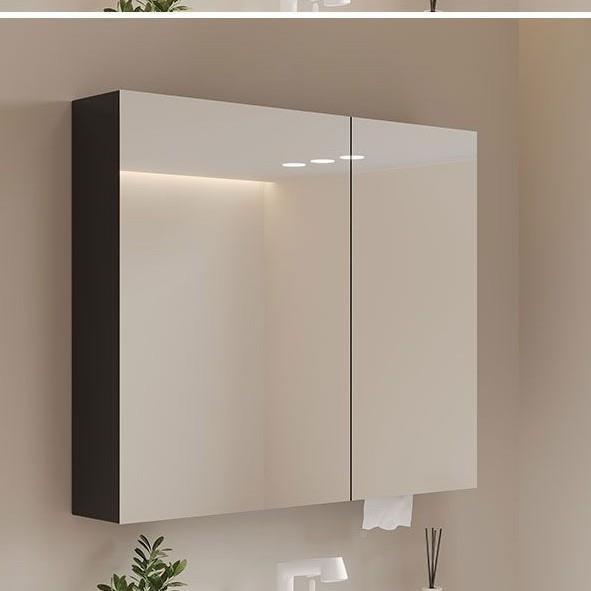 智能梳家用实木浴室镜柜卫生442间除镜柜妆收纳镜厕所镜带置物架