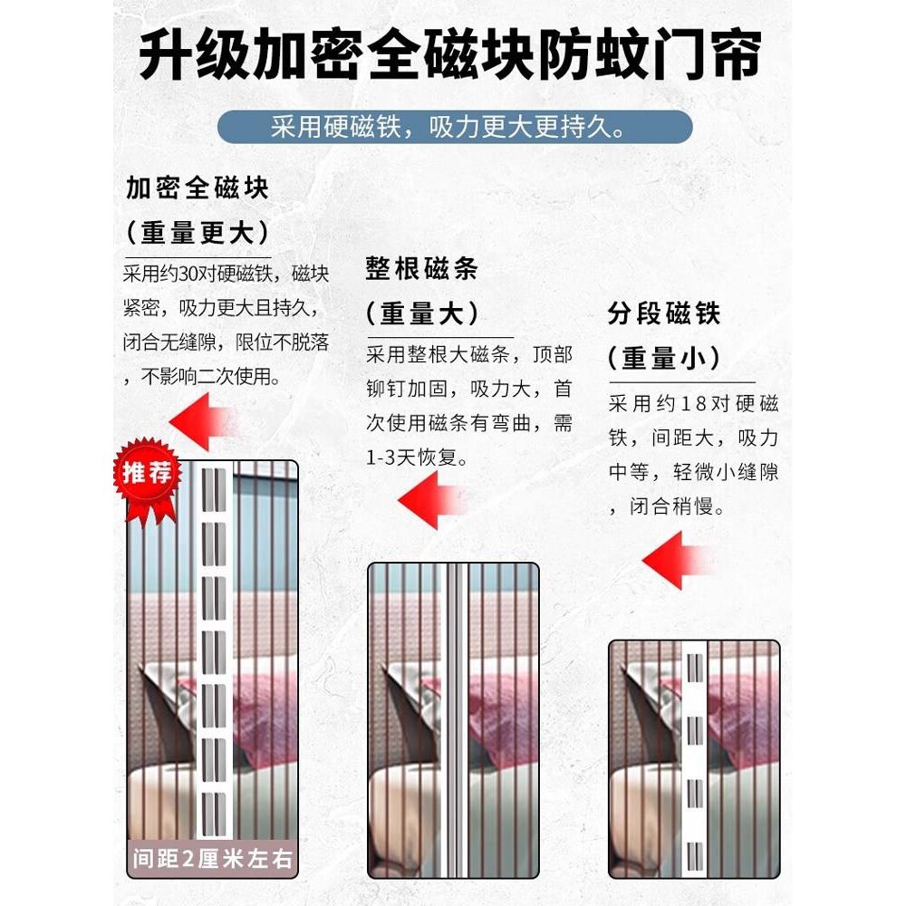 魔术贴防蚊门帘磁性纱门夏季纱窗防蚊虫防蝇通风家用隔断帘免打孔