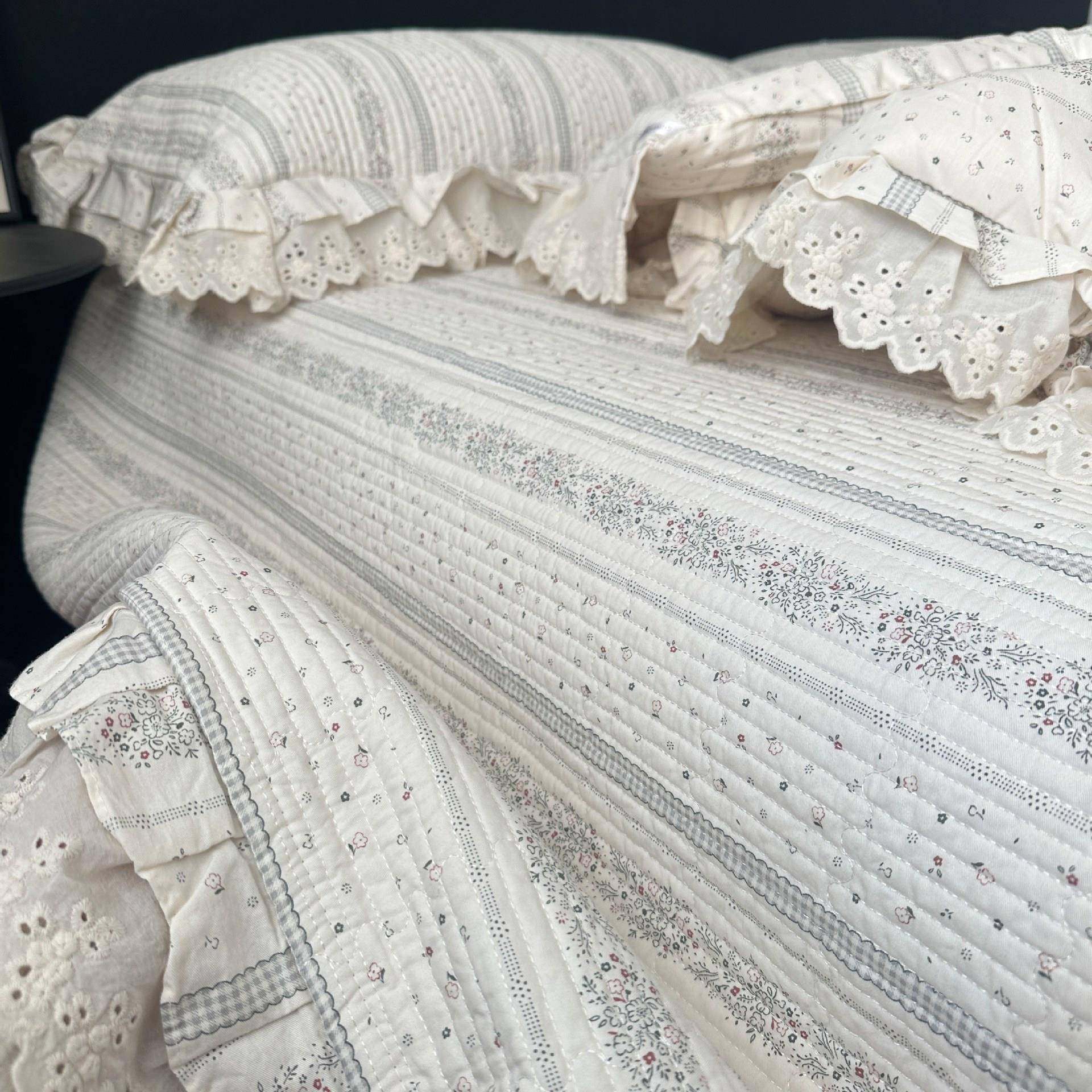 韩式棉花填充全棉床盖三件套春秋被四件套榻榻米炕盖四季款可机洗,床上用品,床品套件/四件套/多件套,淘宝优惠券,粉丝福利购,淘宝优惠卷