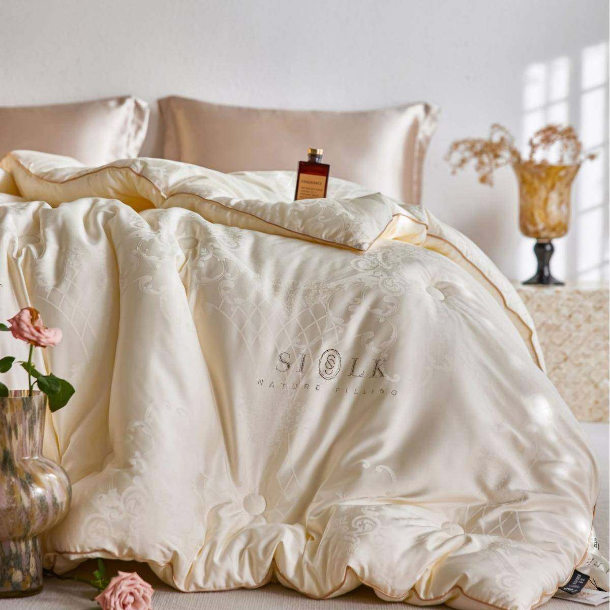 高奢桑蚕丝大豆纤维被芯家用双人春秋被子欧式提花加厚保暖冬被芯,床上用品,化纤被,淘宝优惠券,粉丝福利购,淘宝优惠卷