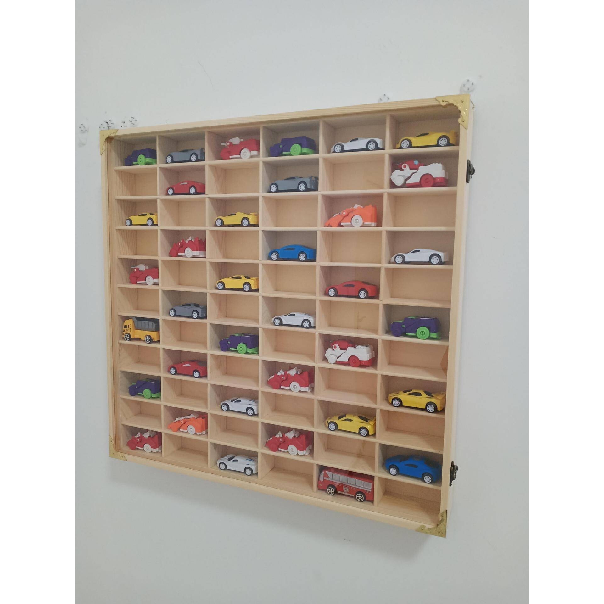 墙上儿童玩具置物架木多格小汽车收纳多层车模多美卡展示柜收纳盒