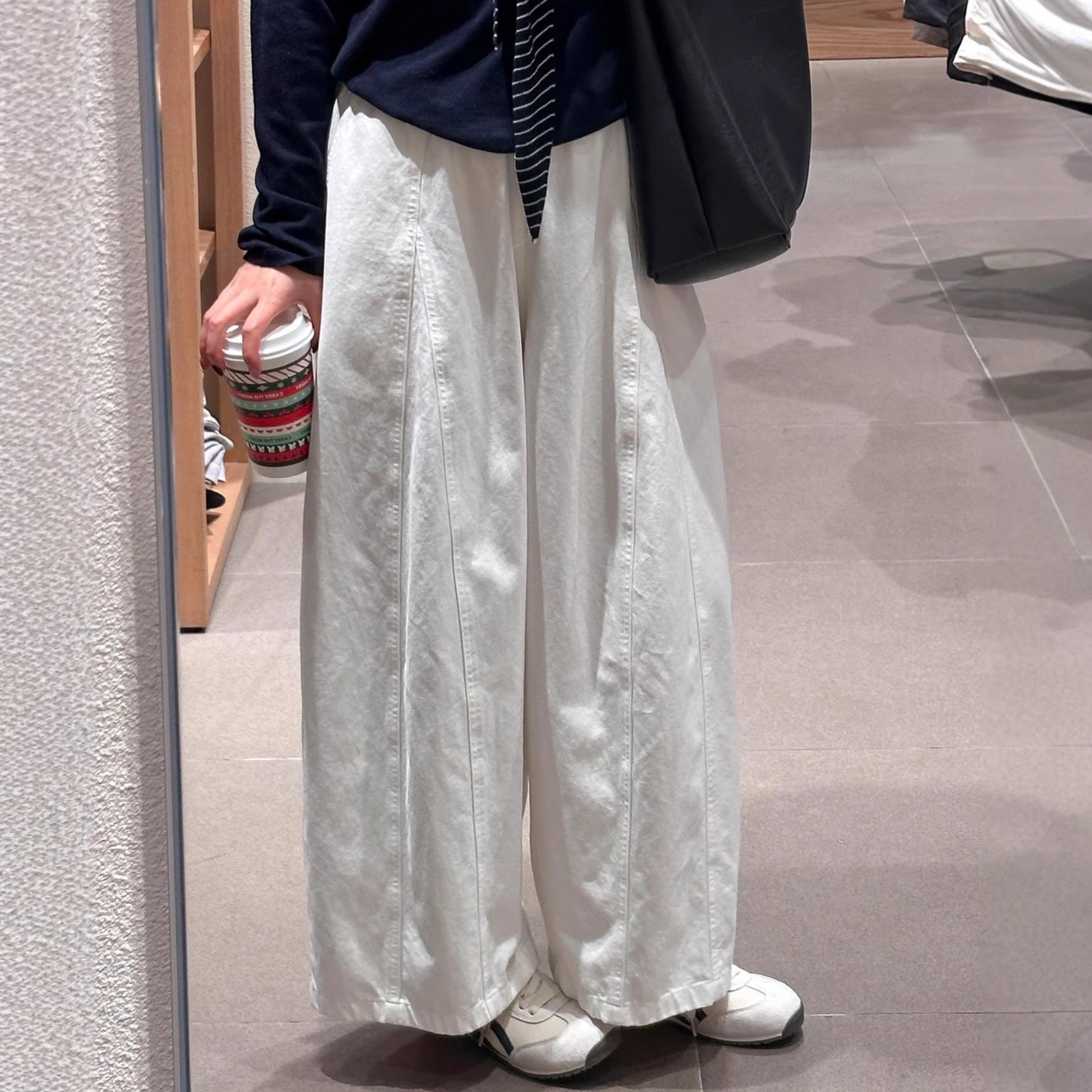 巨好看慵懒风白色阔腿裤女胖mm显瘦镰刀裤韩系chic感裤子