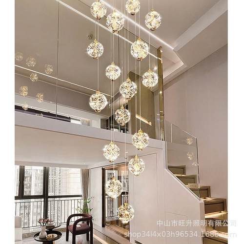 别墅客厅楼梯吊灯简约现代创意酒店大堂长吊灯别大厅吊灯中山灯具