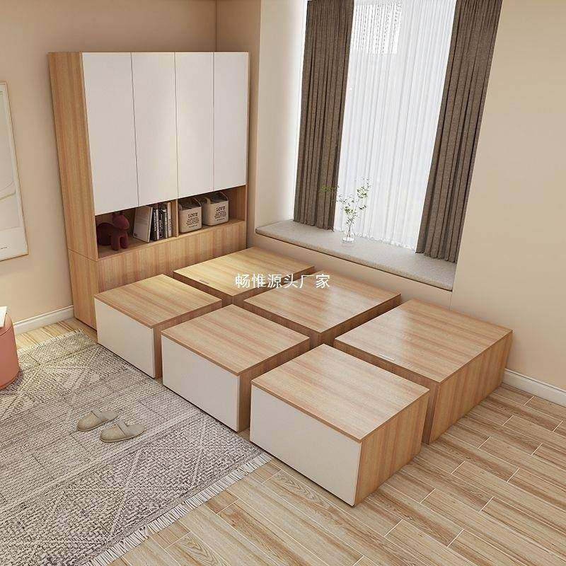 榻榻米床自由组合1.8/2米地台拼接木箱子小户型飘窗阳台储物矮柜