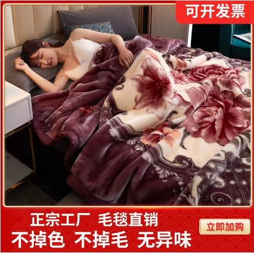 厂家新款加厚拉舍尔毛毯冬季盖毯双层毯子婚庆法莱绒纯色毯代