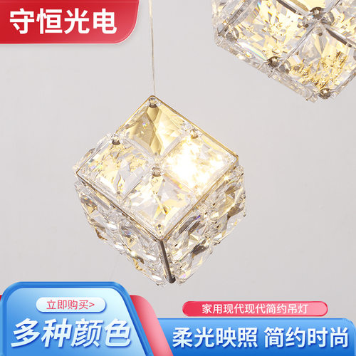 轻奢loft挑高楼梯间吊灯现代简约小复式楼别墅客厅水晶旋转长吊灯
