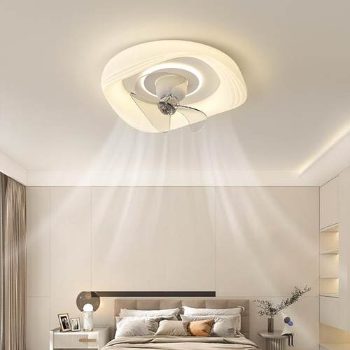 奶油风卧室风扇灯温馨护眼房间灯2025新款简约创意风扇一体吸顶灯