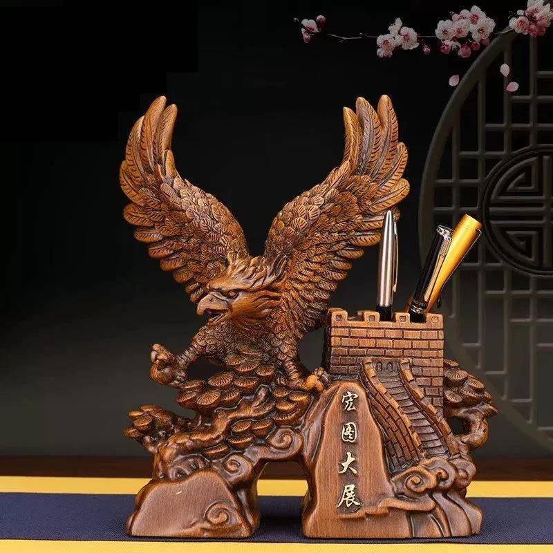 宏图大展老鹰笔筒摆件创意书房办公桌摆设毕业纪念品教师节送礼