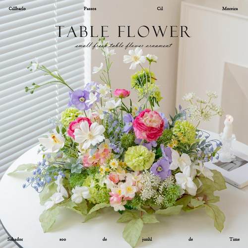 小清新仿真花餐桌花摆花轻奢高端酒店会议宴会桌假花绿植装饰摆件