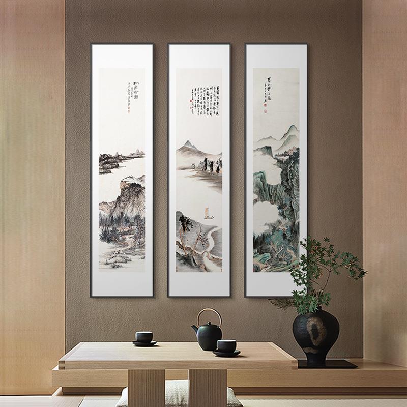 新中式古典山水装饰画软装样板房酒店民宿客厅玄关走廊过道挂壁画