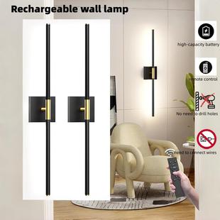 跨境亚马逊充电款长条壁灯免安装免钻孔遥控卧室梳妆台床头镜前灯