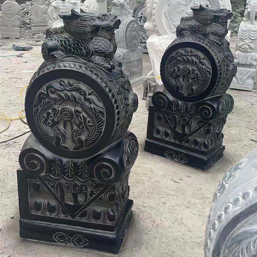 青石门墩抱鼓石石雕貔貅麒麟小象一对老宅门口仿古做旧石鼓摆件