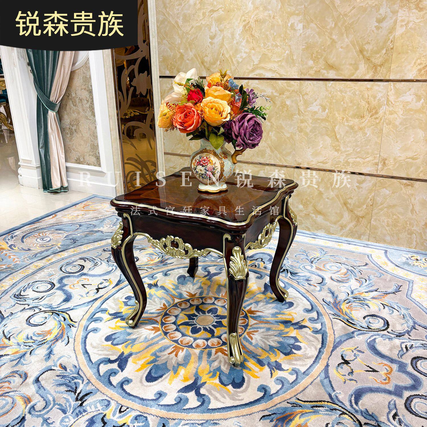 法式小茶几欧式宫廷客厅沙发边几角几高档奢华实木雕花电话方几