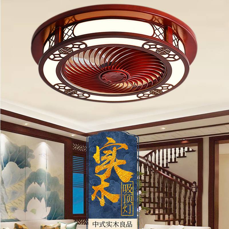中式风扇灯实木中国风吊扇灯古典仿古新中式灯具餐厅卧室吸顶灯