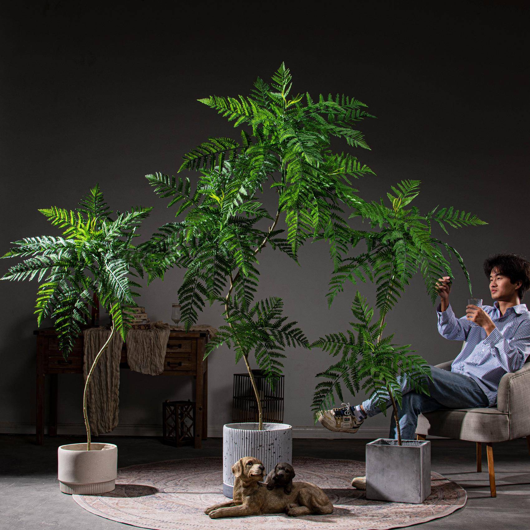 蓝花楹仿真绿植盆栽室内客厅落地装饰摆件高端轻奢仿生植物假花树