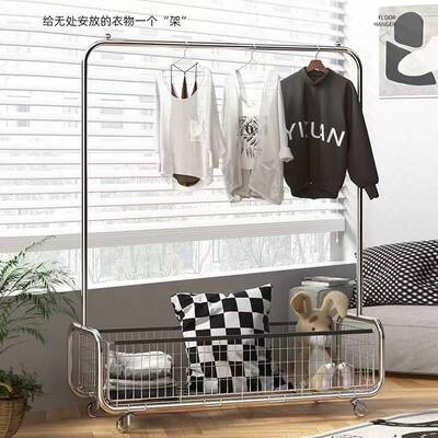 落地可移动挂衣架家用卧室衣帽架多功能收纳衣架服装店展示架